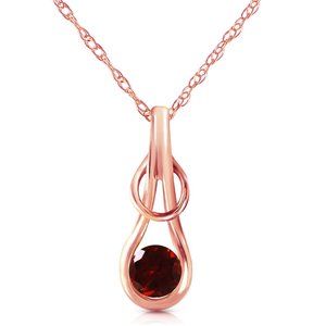 14K. SOLID GOLD NECKLACE WITH NATURAL GARNET (Rose Gold)
